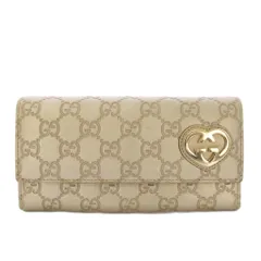 グッチ GUCCI ラブリーシマレザー GGパターン ハート 長財布 二つ折り レザー ベージュ 251861 /TK ■OH