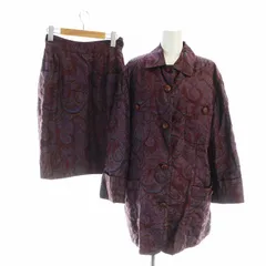 エトロ ETRO セットアップ 上下 ステンカラージャケット ロングスカート 長袖 総裏地 タイト キルティング ペイズリー柄 絹 シルク 40 M 紫 ■GY18 /MQのサムネイル