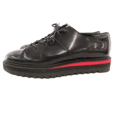 オニツカタイガー Onitsuka Tiger LACE-UP LO スニーカー レザーシューズ エナメル パテント ライン 27cm 黒 ブラック 赤 レッド 1181A394-003 /JS ■GY18