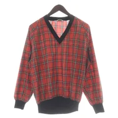 アーノルドパーマー Arnold Palmer トップス トレーナー M 赤 レッド タータンチェック柄 Vネック 長袖 /GR ■ECC001