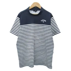 キャロウェイ CALLAWAY ゴルフウエア カットソー 半袖 L 紺 白 ボーダー柄 モックネック /SY36 ■ECD001