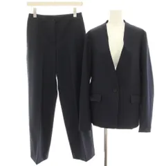 プラステ PLST スーツ ノーカラージャケット 1B パンツ スラックス M L 紺 ネイビー /HN