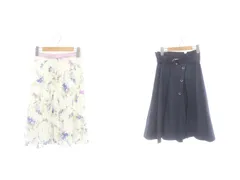 アプワイザーリッシェ Apuweiser-riche 3wayデザインアシメスカート 2点セット フレア プリーツ デニム調 花柄 ミモレ丈 ロング 0 インディゴ オフホワイト /HS ■OS