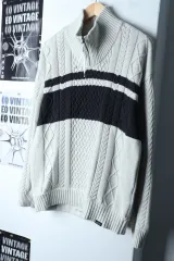 (S-M) VANS ヴァンズ ニット ハーフジップ ケーブル編み ケーブル編み ストリート -174D1