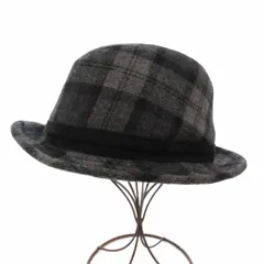 カシラ CA4LA 中折れハット 帽子 チェック柄 黒 ブラック グレー /GV