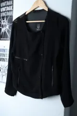 W(S) ザラ ジップアップ ウィンドブレーカー アウター ジャケット 軽量 ブラック ブルゾン woo!ah! -174D7