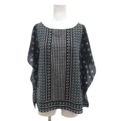 モガ MOGA カットソー ブラウス 2 紺 ネイビー 幾何学模様 ボートネック ノースリーブ /KR ■GY61