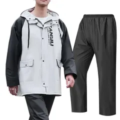 【新品】 [Moerstar] レインスーツ 上下セット レインウェア メンズ レインポンチョ バイク用レインジャケット 超防水 透湿度アップ 防水 撥水 梅雨対策 レインコート カッパ リュック対応 自転車 通学 通勤 雨具 3種色 (3XL) 0