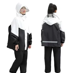 【新品】 [Angenster] キッズ レインコート 上下セット ランドセル対応 男女兼用 超撥水 防風 雨具 夜間反射 梅雨対策 雨具 合羽 小学生 中学生 通学 反射 自転車 遠足 旅行 子供用 防水 キャンプ アウトドア (ホワイト, XL) 1