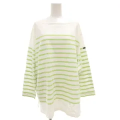 ルミノア Leminor バスクシャツ カットソー 長袖 ボートネック ボーダー フランス製 2 黄緑 ライトグリーン 白 ホワイト /GV ■GY12