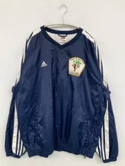 adidas アディダス ナイロンジャケット 2XO ネイビー ブランドロゴ 刺繍 ライン柄 フードなし