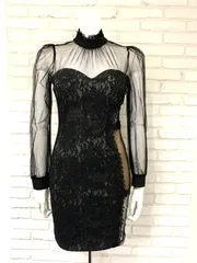 729 Tika ティカ キャバクラ ドレス ミニ 総レース サイドシースルー キャバドレス S