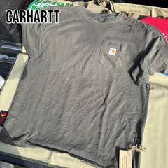 カーハート ポケT Tシャツ 墨黒 フェード ペンキ飛び 雰囲気系 ゆるだぼ XL