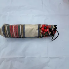 【送料込み】MUSEE D'UJI ミュゼドゥジ 折りたたみ傘 赤 チェック柄 フリル 持ち手丸