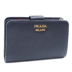 プラダ(Prada) プラダ 二つ折り 財布 レディース ブラック 黒 サフィアーノレザー L字