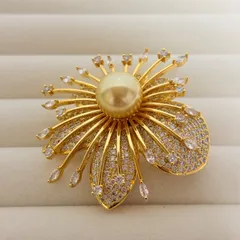 ゴールド 花モチーフ 上品 ブローチ