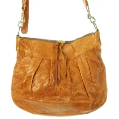 ラシット RUSSET ショルダーバッグ レザー 革 ロゴ型押し モノグラム タック 茶 ブラウン /CK15 ■GY18