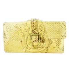 トフ&ロードストーン TOFF&LOADSTONE 長財布 ロングウォレット 小銭入れあり ダイヤモンドパイソンレザー 蛇革 バックルデザイン 黄 イエロー /CK29 ■GY17