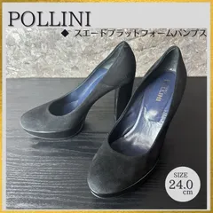 【ケア済/清潔なリユース靴】S713 イタリア製 POLLINI  ポリーニ  ラウンドトゥ  プラットフォーム 厚底 ベルベット スエード ヒールパンプス  黒ブラック サイズ38 (24.0-24.5cm) (2.8万円)のサムネイル