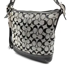 【良品】COACH y2k shoulder bag canvas leather signature unisex コーチ シグネチャー キャンバス レザー フランジ  ショルダーバッグ