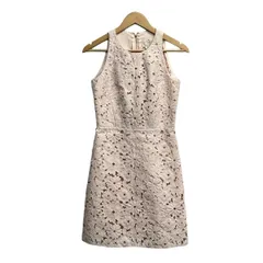 Kate spade(ケイトスペード) ワンピース サイズ0 XS レディース美品  - ピンク クルーネック/ノースリーブ/ひざ丈/フラワー(花)