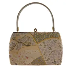 和装バッグ 優品 フォーマル 枝花 亀甲 金糸 箔 ベージュ 正絹 和装小物  【中古】