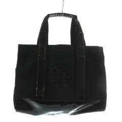 トリーバーチ TORY BURCH トートバッグ ハンド エナメル ナイロン オープントップ ロゴ 黒 ブラック /XZ ■GY13