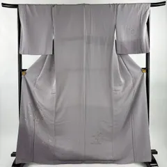 付下げ 身丈170cm 裄丈67cm M 袷 扇 草花 刺繍 ラメ箔 薄紫 正絹 秀品 【中古】