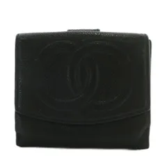 シャネル CHANEL 財布 二つ折り キャビアスキン レザー Wホック ココマーク 黒 ブラック /XZ ■OH ■GY12