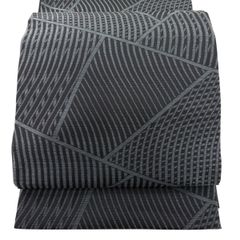 美品】 袋帯 名品 斉藤三才 落款 幾何学 銀糸 墨色 六通 正絹 【中古