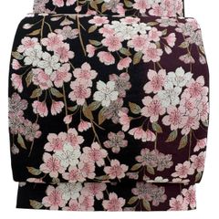 美品】 袋帯 逸品 斉藤上太郎 落款 菊唐草 幾何学模様 箔 焦茶色 六通