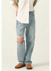 ダメージスリムワイドフィットデニムパンツ