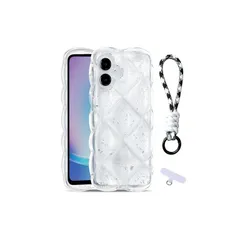 【新品】 YCJDP スマホケース for Galaxy A25 用カバー クリア キルティング ソフト 立体 可愛い おしゃれ 韓国 衝撃吸収 クッションデザイン ストラップホール付き きらきら ぷっくり カバー ギャラクシー a25 5G ケース 0