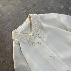 古着 レトロ古着 Vintage クラシカル 総レース 金ボタン ブラウス 