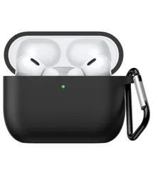 ★NIMASO ケース AirPods Pro 3 第3世代 専用 カバー エアーポッズ プロ 3世代 シリコン 保護 ケース カラビナ付き ワイヤレス充電対応 (ブラック) NEC25H1926