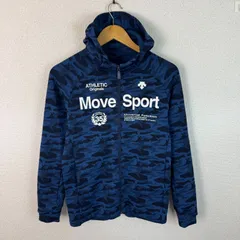 DESCENTE デサント Move Sport パーカー 総柄 ブルー Mサイズ メンズ 古着 スポーツMIX アメカジ