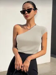 片方オフショルダー カーキ アイボリー ゴージ Tシャツ 新品 人気商品