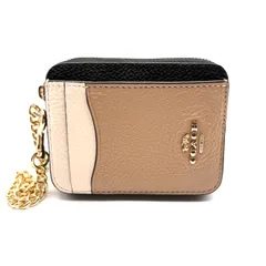 【新品✨】COACH y2k signatur zip cardcase コーチ シグネチャー ジップカードケース 型番C1886 リファインドペブルレザー素材 チョーク トープ ブラック