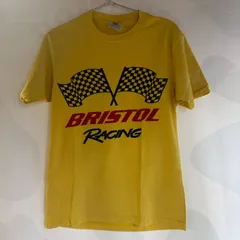 【90s】BRISTOL RACING Tシャツ XL イエロー チェッカーフラッグ メキシコ製