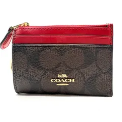 COACH y2k signature miniskinny canvas coincase コーチ シグネチャーミニスキニーIDケースキャンバスコインケース ブラウン レッド