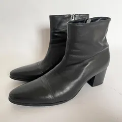 【美品】パネロ PANERO 本革　レザー ヒール　サイドジップ　ブーツ 26.5 27cm ブラック 黒　メンズ