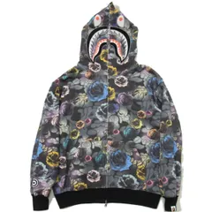 新品☆A BATHING APE ア ベイシング エイプ FLORAL CAMO シャークパーカー ジップジャケット フーディー 総柄 メンズ　