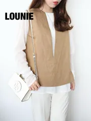 【新品】LOUNIE　ルーニィ　リネンブレンドVネックベスト　定価20900円　日本製　Sサイズ　３６　キャメル　〈公式〉2　カジュアル　おしゃれ　お出掛け　送料込み　6465264
