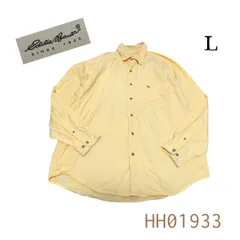 HH01933　90s00s Eddie BauerメンズコットンシャツLイエロー　白タグ