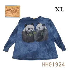 HH01924　THE MOUNTAINパンダ長袖TシャツブルーXL タイダイアメリカ製生地のサムネイル