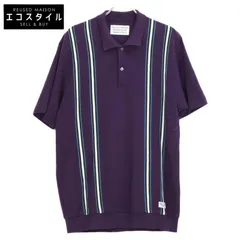 WACKO MARIA ワコマリア 24SS STRIPED JACQUARD KNIT POLO SHIRT　ﾊﾟｰﾌﾟﾙ ｽﾄﾗｲﾌﾟ ｼﾞｬｶﾞｰﾄﾞ ﾆｯﾄﾎﾟﾛ M