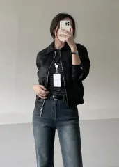 ハイウエスト ストレッチ インディゴデニム ウォッシュ ブーツカット デニム パンツ