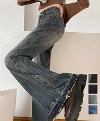 レトロ フレアデニムパンツ ローエッジ