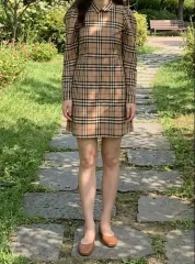 正規品 バーバリー キッズ レディース パフスリーブ チェック ワンピース 14y