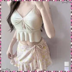 送料無料 セパレート水着ビキニ3点セットレディース フレアスカートスイムウェア 体型カバー 韓国風水着 大人可愛いパレオ風スカート 露出控えめ水着 フリル リゾート サマー カップ付き水着温泉 ビーチウェア海水浴 花柄水着上下セット